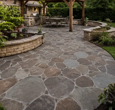 Flagstone patio paver installation in Kent County, Delaware